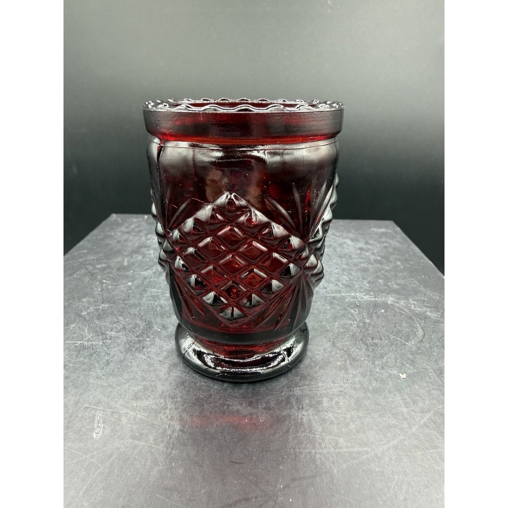 ❤️Vintage Ruby Red Pressed Glass Toothpick / Votive Holder Elegant Collectible